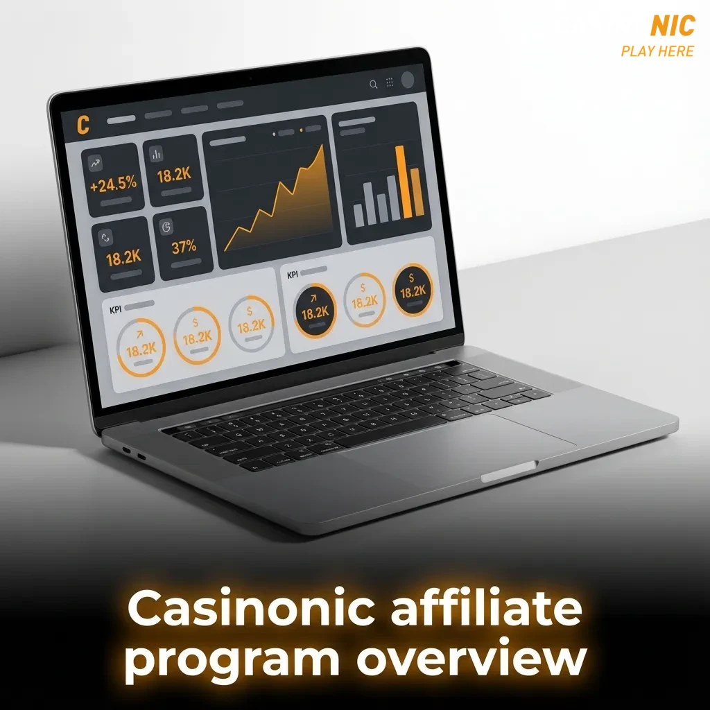 Illustrated overview of the Casinonic affiliate program with commission tiers and marketing links for Australian-focused partners