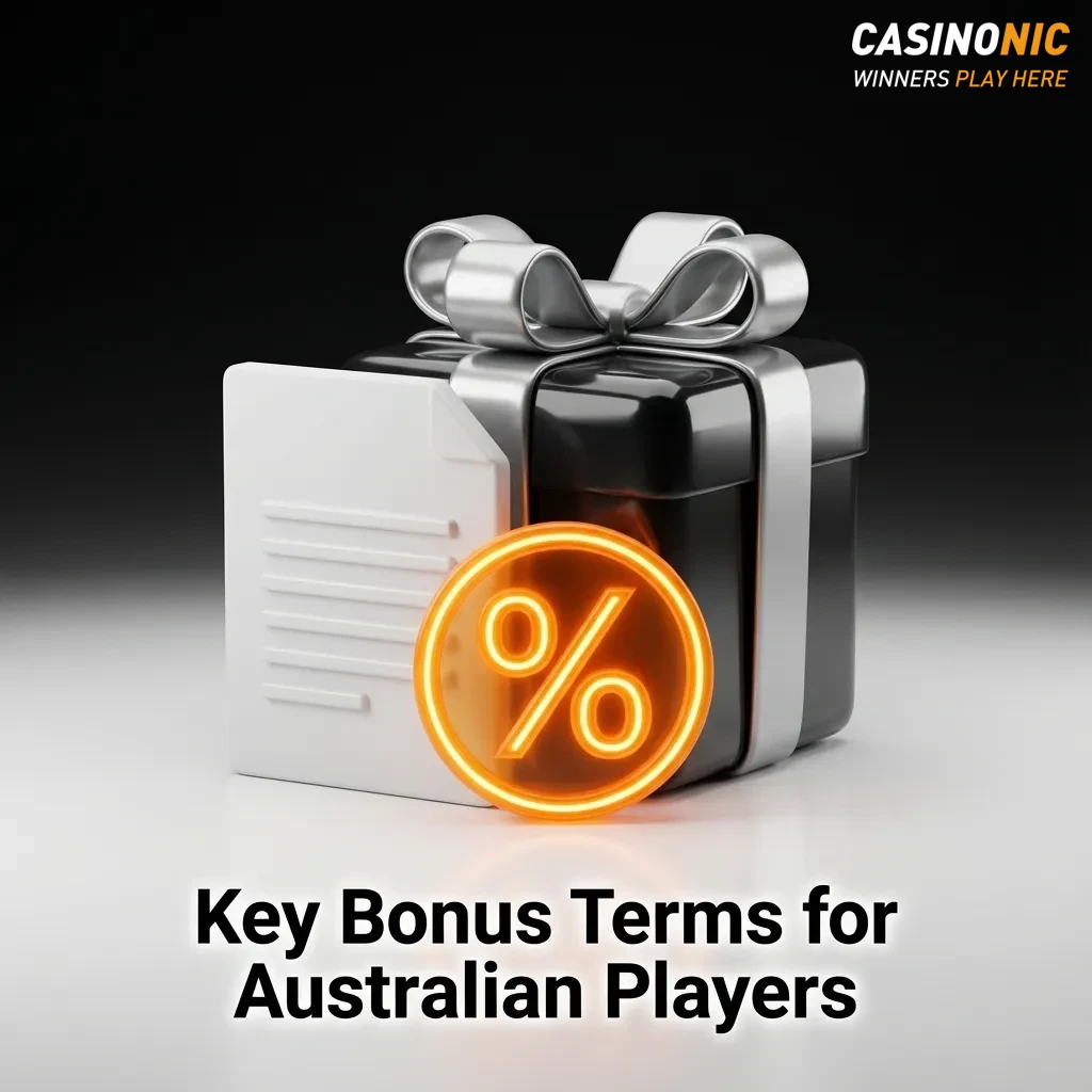 Infographic listing key online casino bonus terms and conditions for Australian players, including wagering and expiry rules.