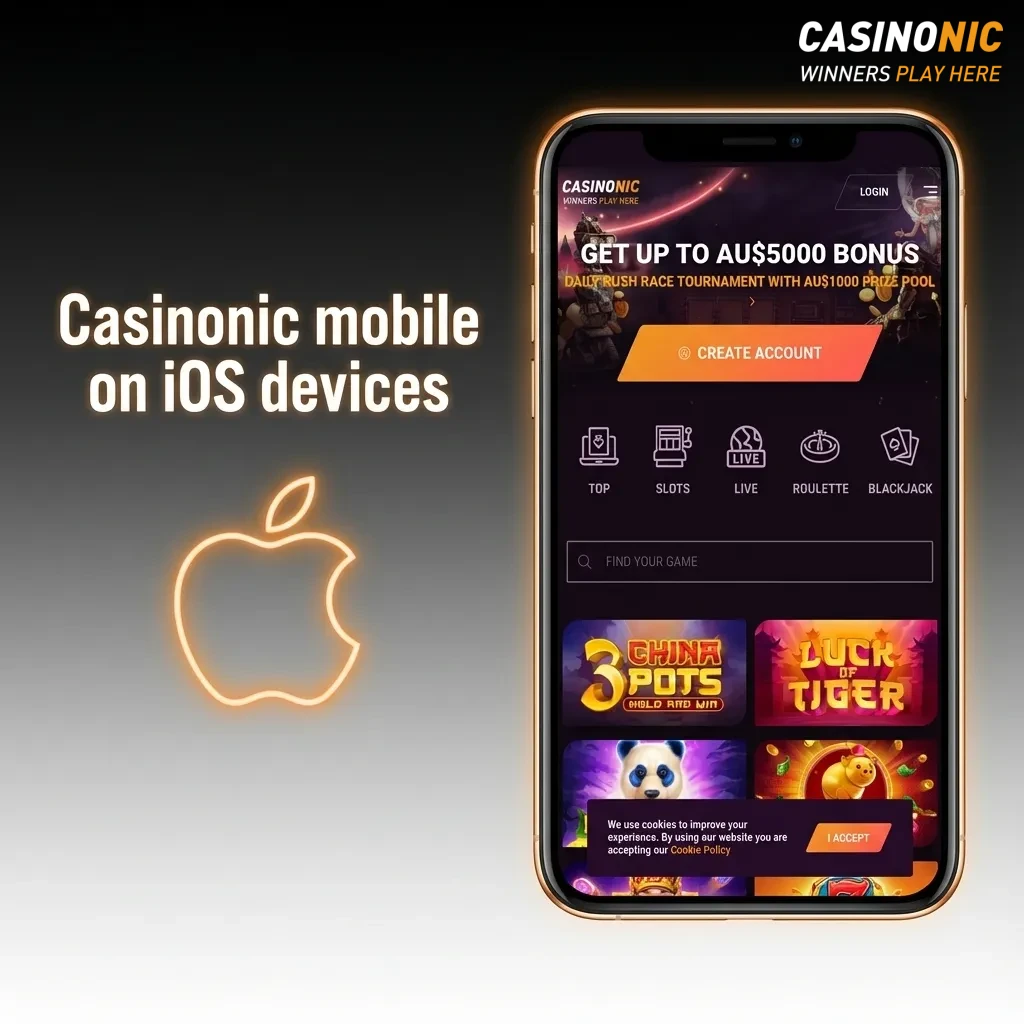 Hand holding an iPhone showing Casinonic site in Safari, with an “Add to Home Screen” prompt for quick-launch icon on iOS