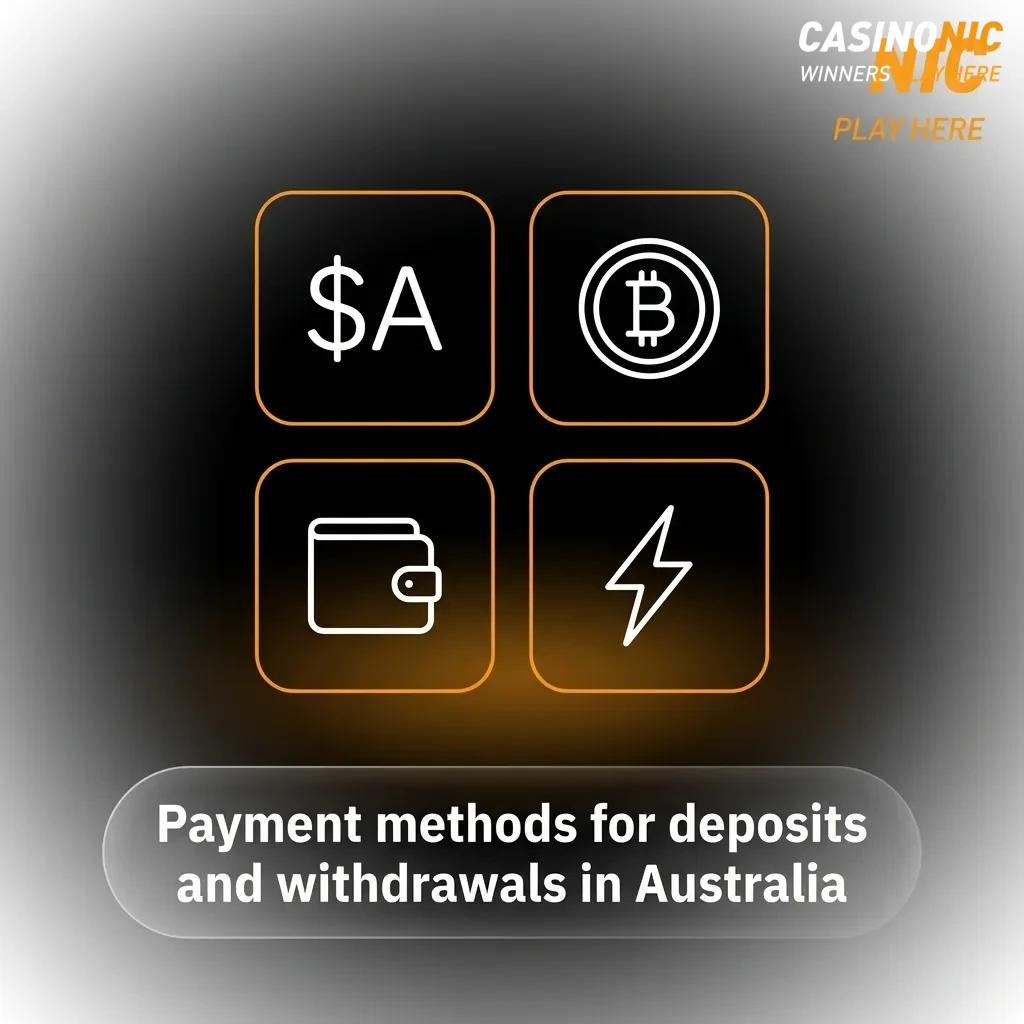 Icons of Visa, Mastercard, Skrill, Neteller, Jeton, Paysafecard and cryptocurrencies for Australian casino payments