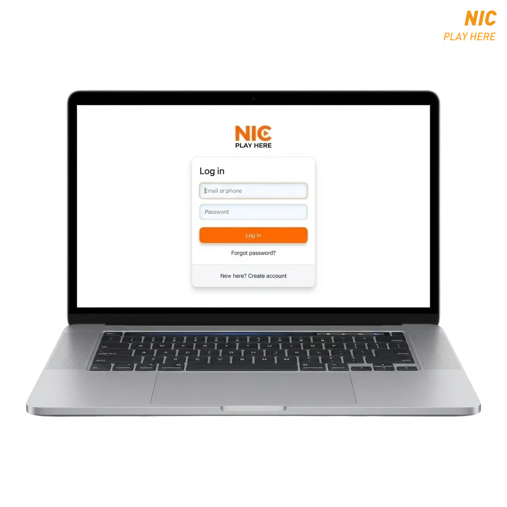 Australian player logging into Casinonic on laptop and phone, lock icon symbolizes fast, encrypted and secure account access