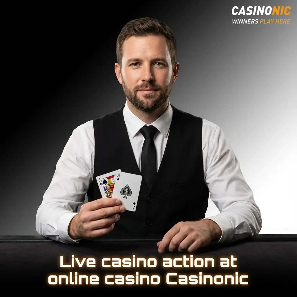 Online casino lobby screen with live dealer tables and roulette, blackjack, baccarat, and game show titles listed.