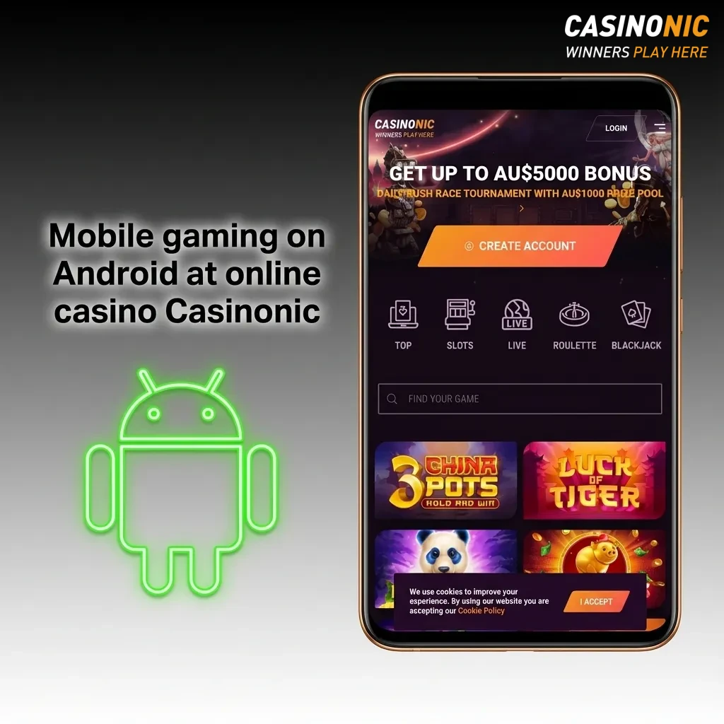 Android phone screen showing Casinonic casino site and a home screen shortcut icon being added for quick gaming access