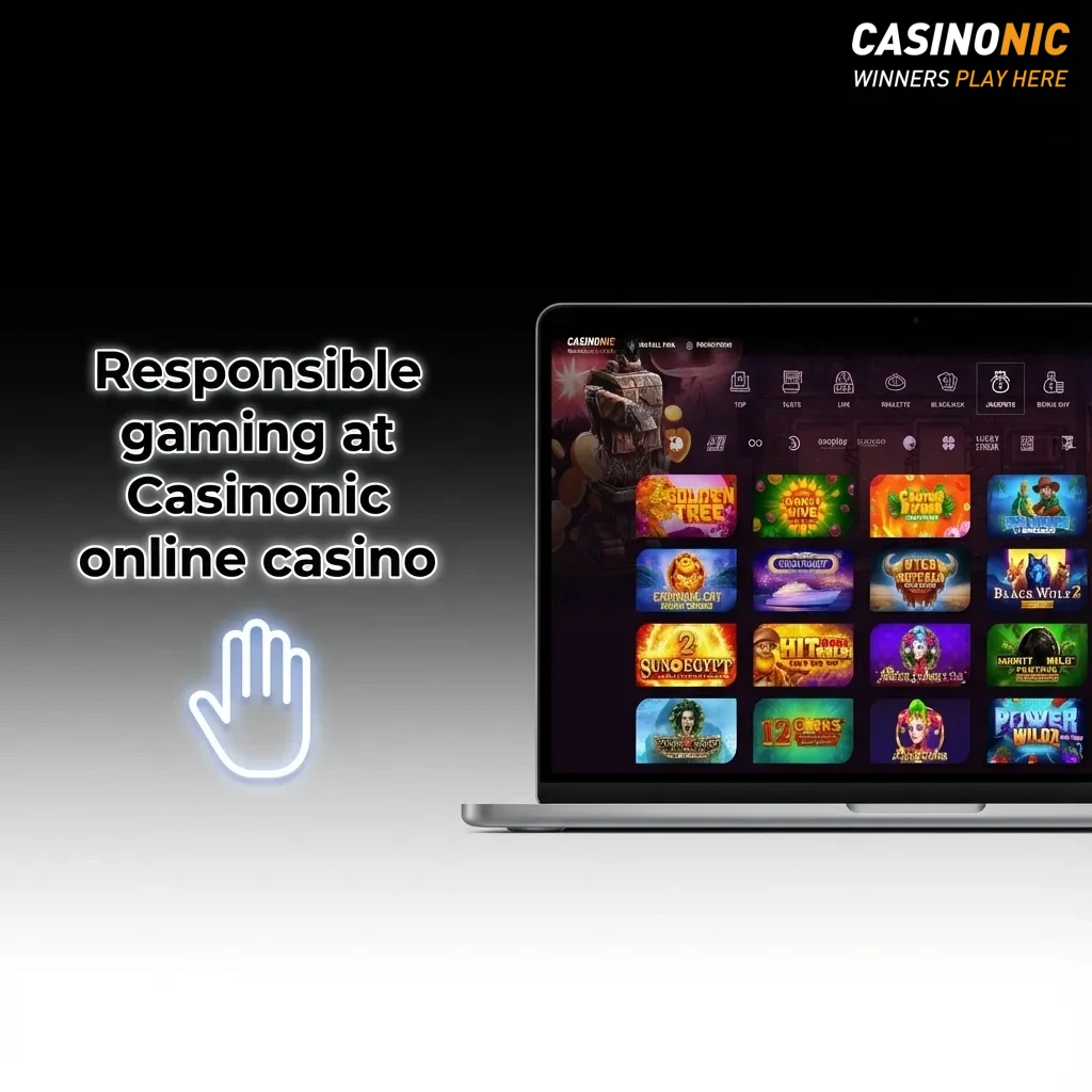 Illustration of Casinonic responsible gaming tools with limits, breaks, self-exclusion and support for safe online play
