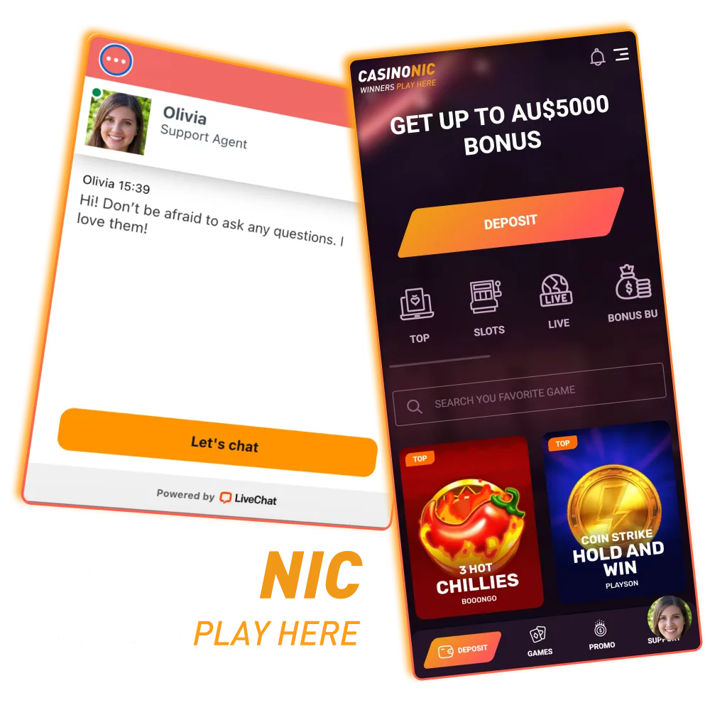 Support contact options for Casinonic users in Australia.